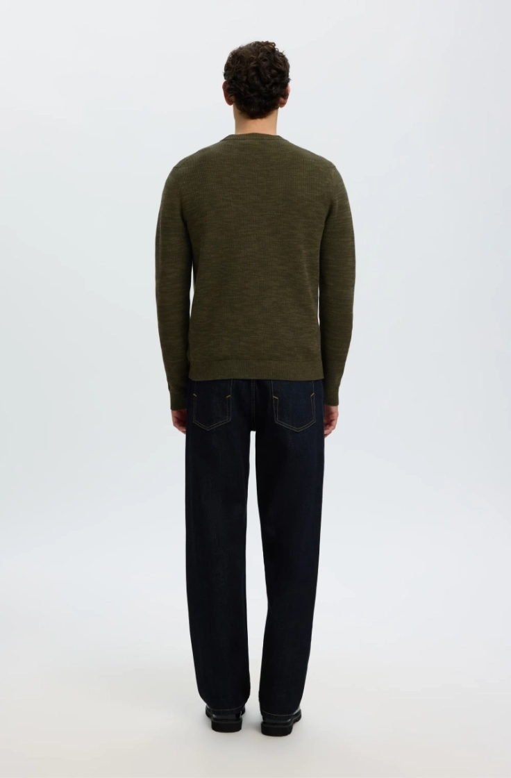 slhdane ls knit structure crew forest night ka