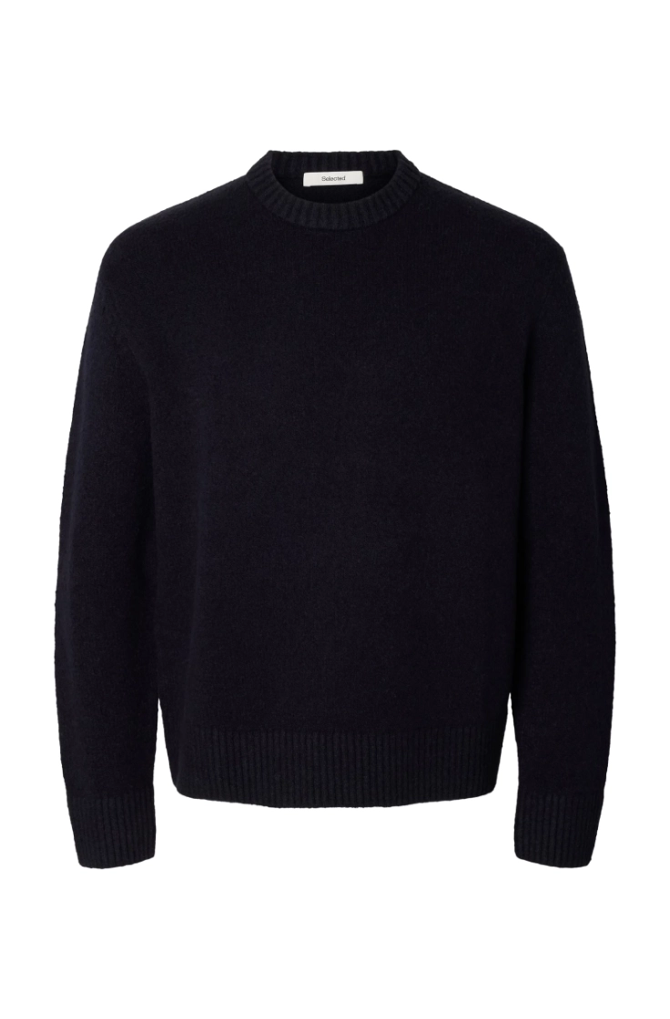 slhalex ls knit crew neck navy blazer