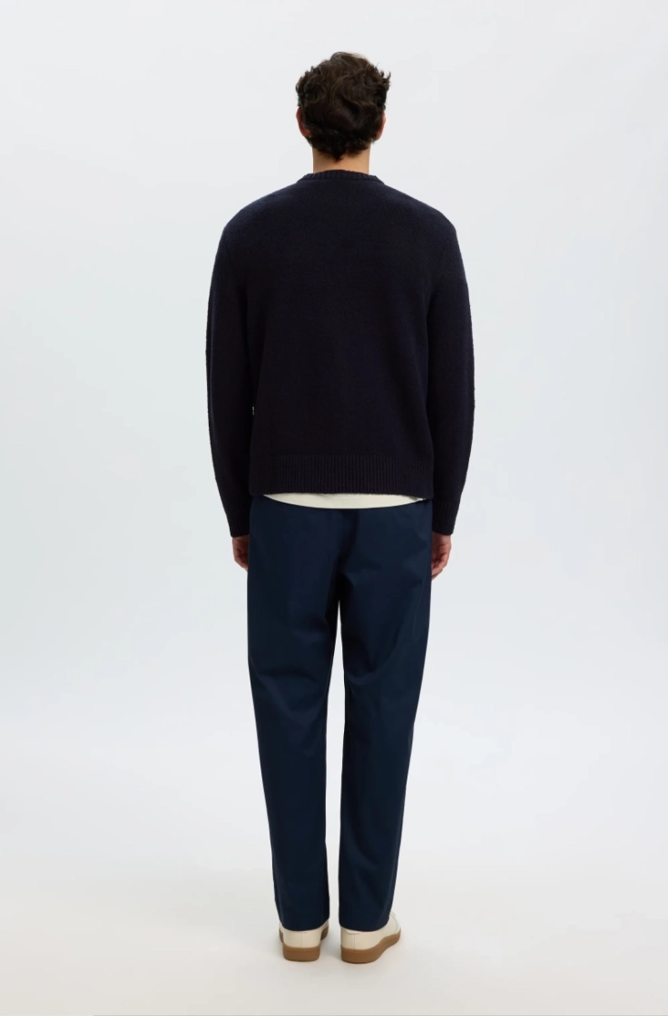 slhalex ls knit crew neck navy blazer