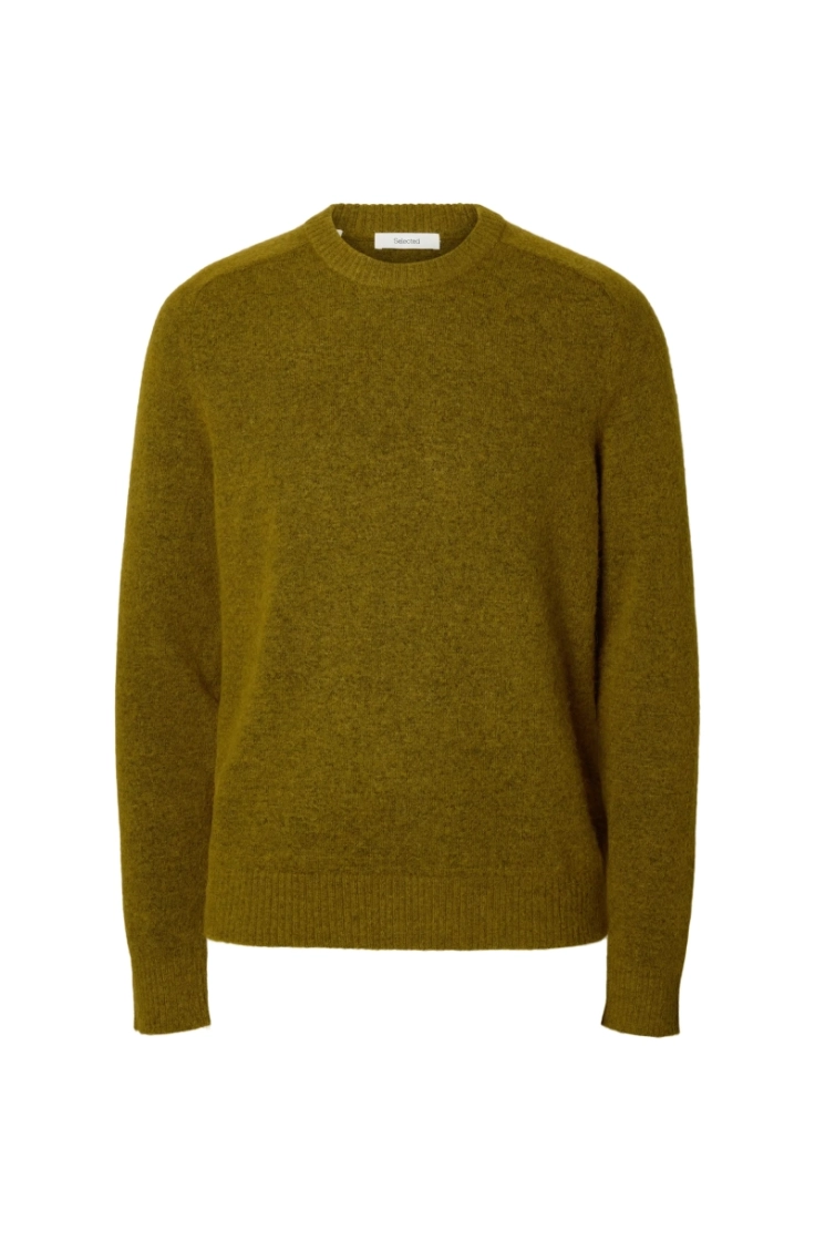 slhrai ls knit crew neck fir green