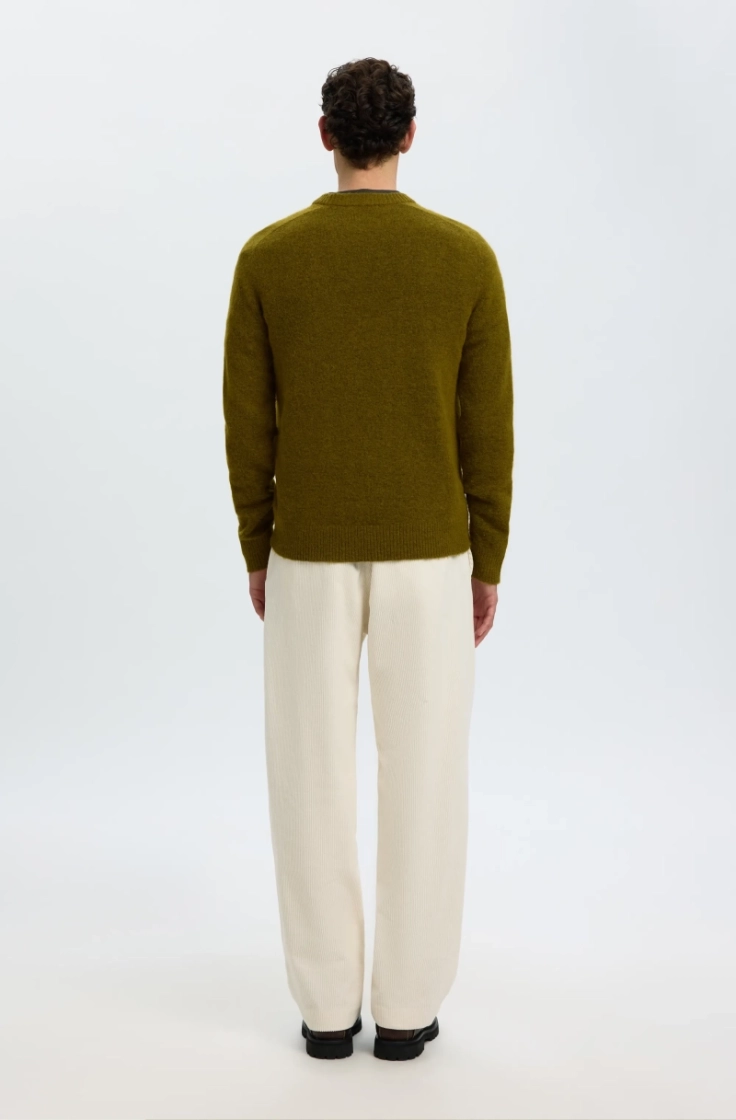 slhrai ls knit crew neck fir green