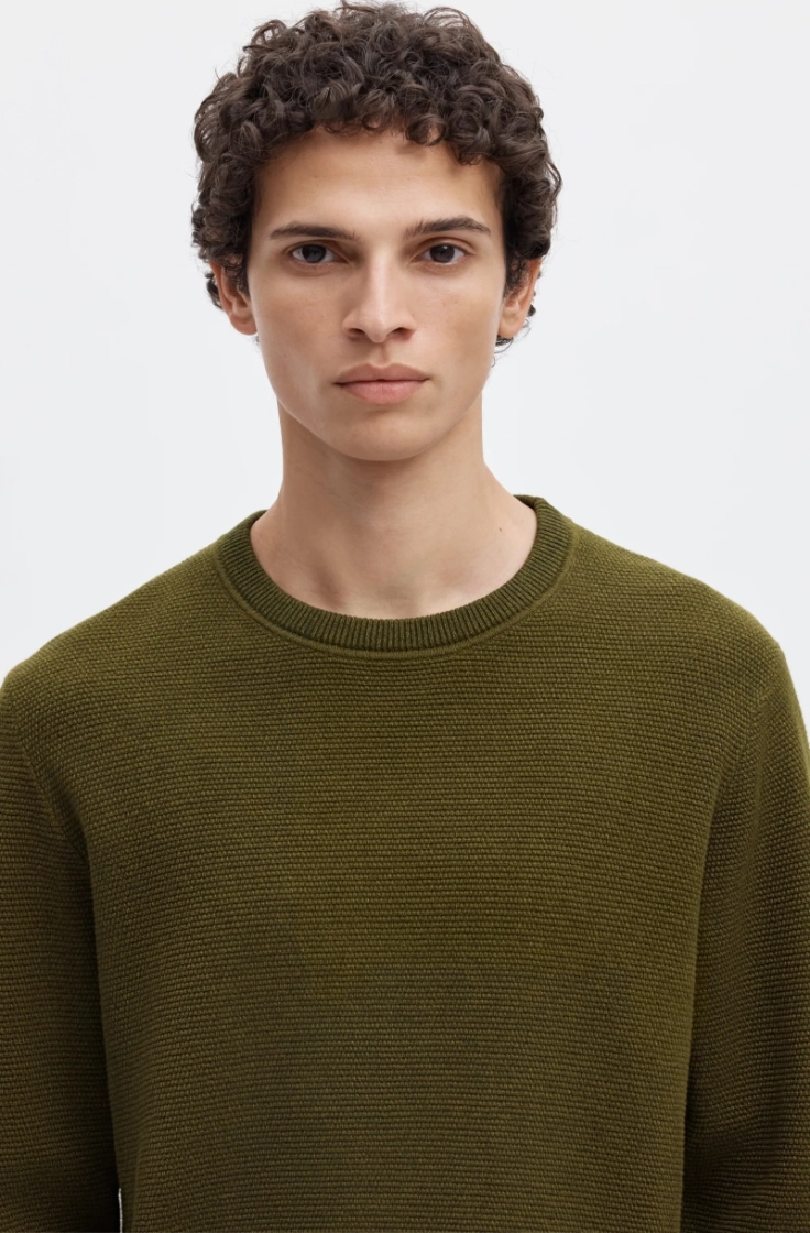 slhross ls knit structure crew forest night