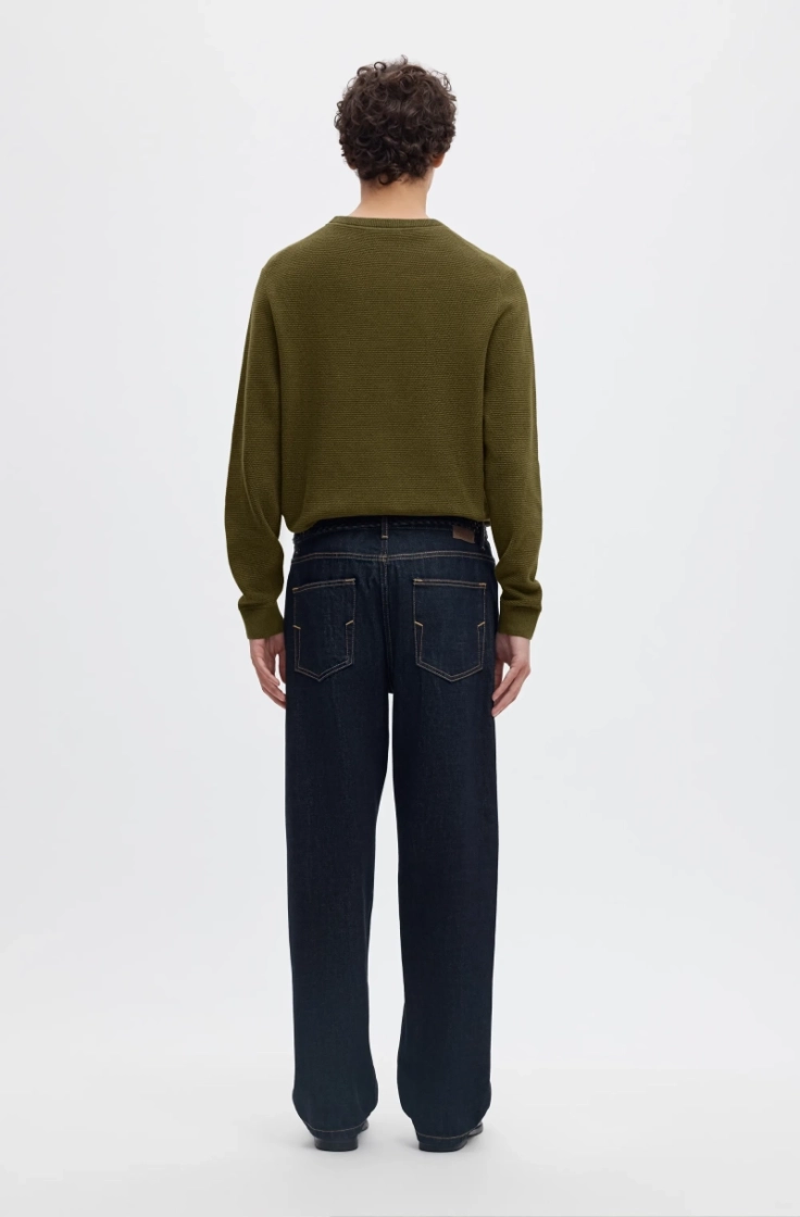 slhross ls knit structure crew forest night