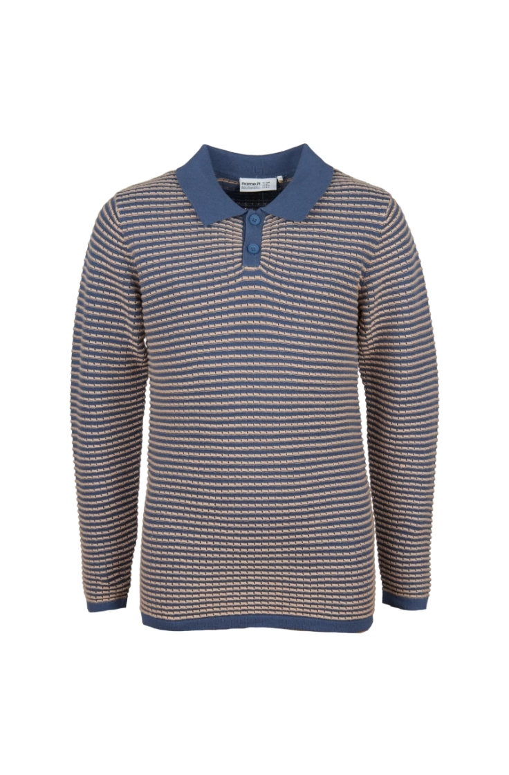 nmmketan ls knit polo vintage indigo 