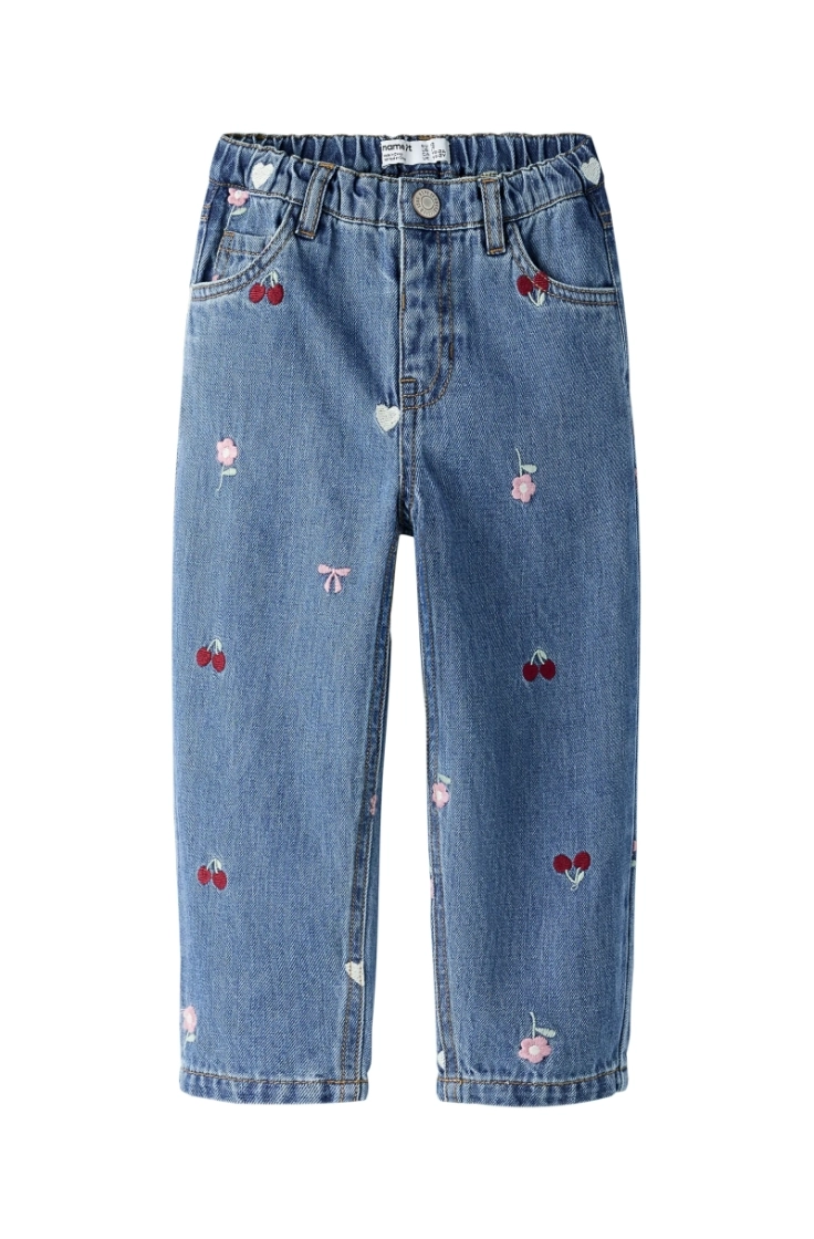 nmfbella barrel emb jeans 4870 medium blue den