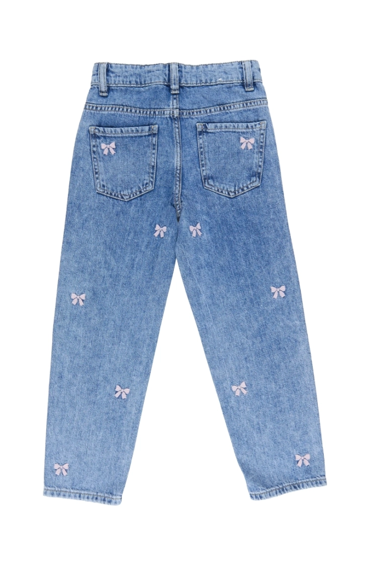 nmfbella mom emb jeans 3285-be medium blue den