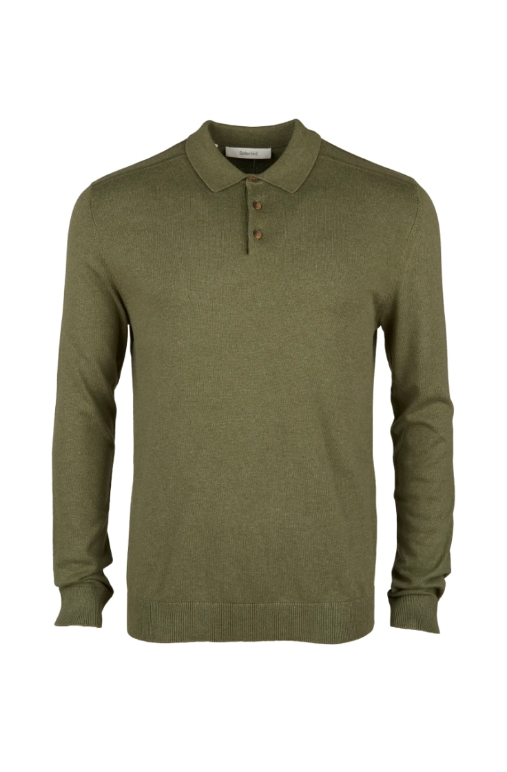 slmberg ls knit polo kalamata melang
