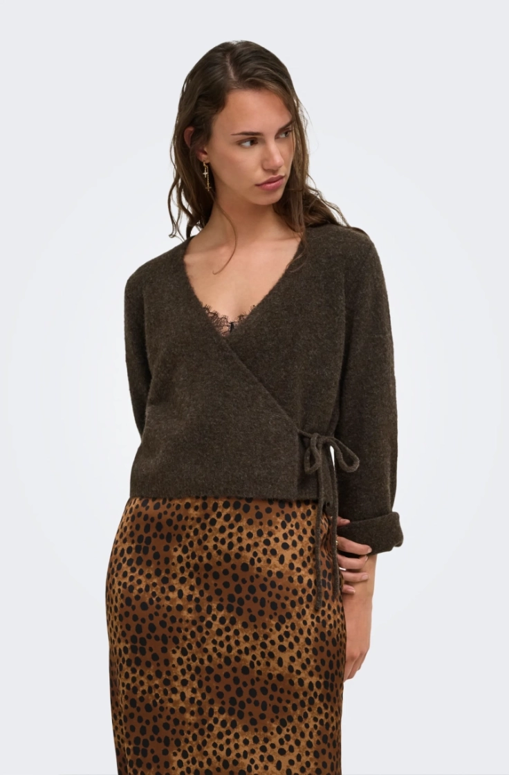 onlliva ls v-neck wrap nca knt chocolate torte