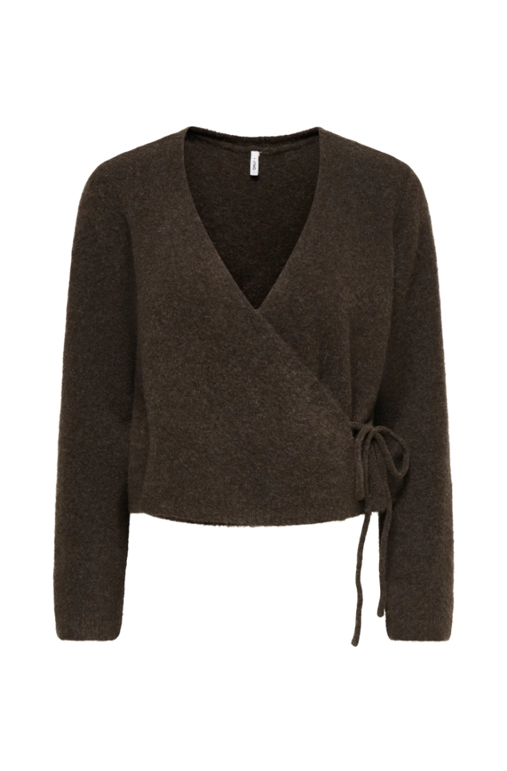onlliva ls v-neck wrap nca knt chocolate torte