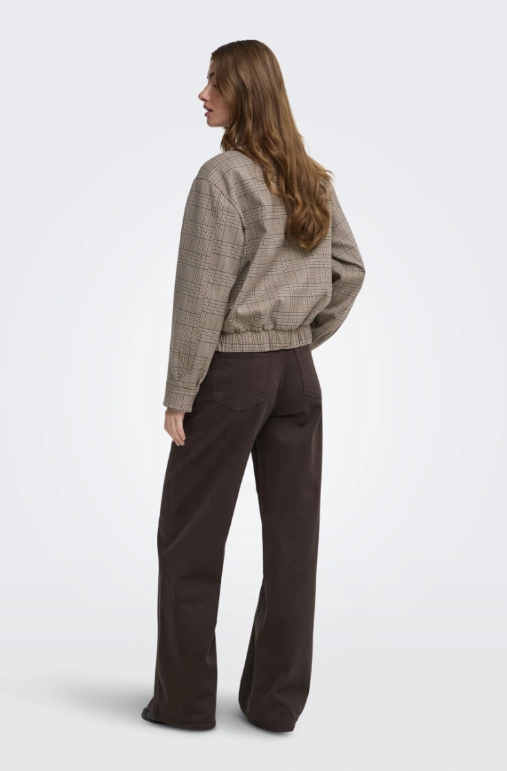 onlursula check bomber jacket  toasted coconut