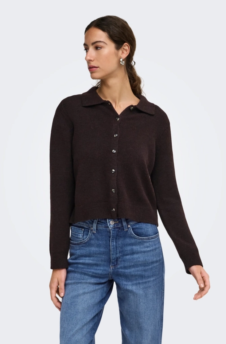 onlalivia ls polo cardigan knt coffe bean mela