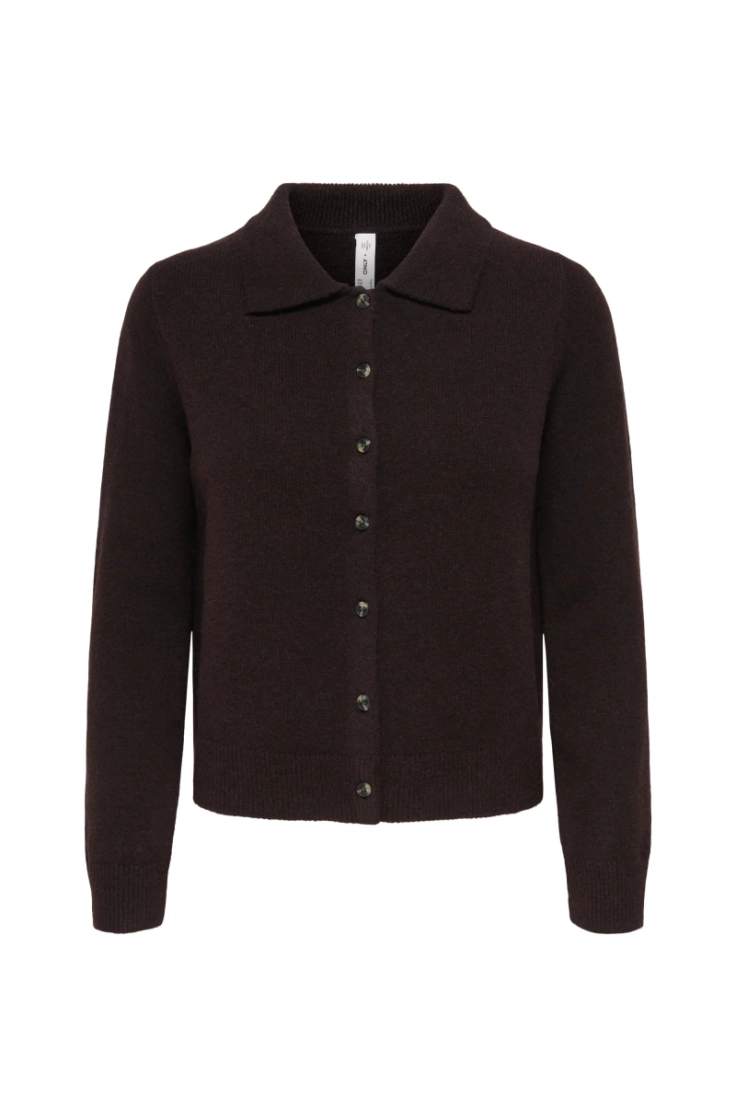 onlalivia ls polo cardigan knt coffe bean mela