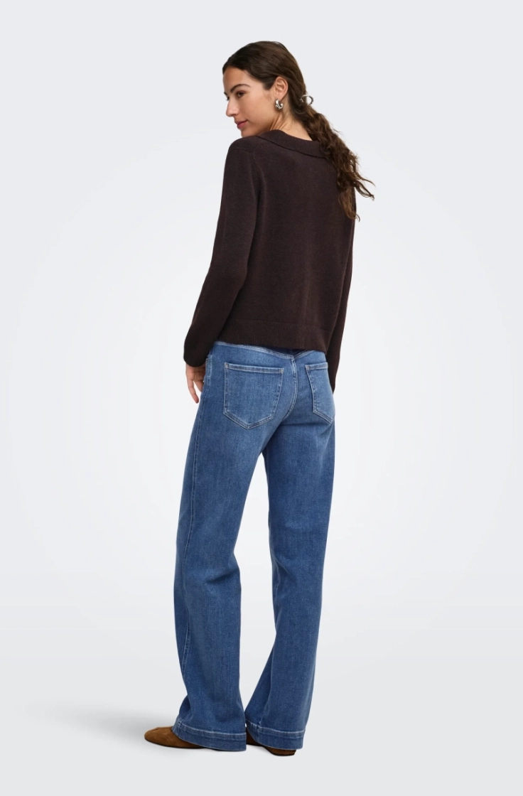 onlalivia ls polo cardigan knt coffe bean mela