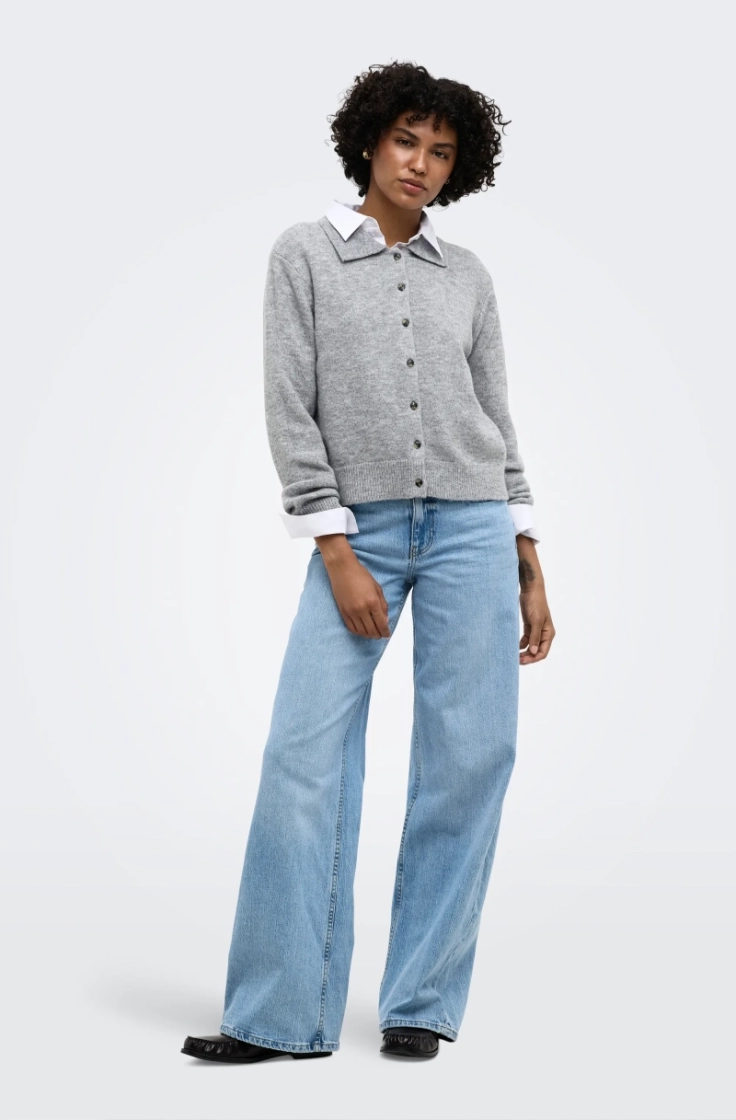 onlalivia ls polo cardigan knt light grey mela