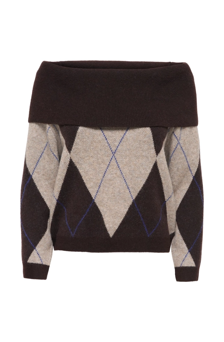 onlalivia ls off shoulder knt coffee bean wal