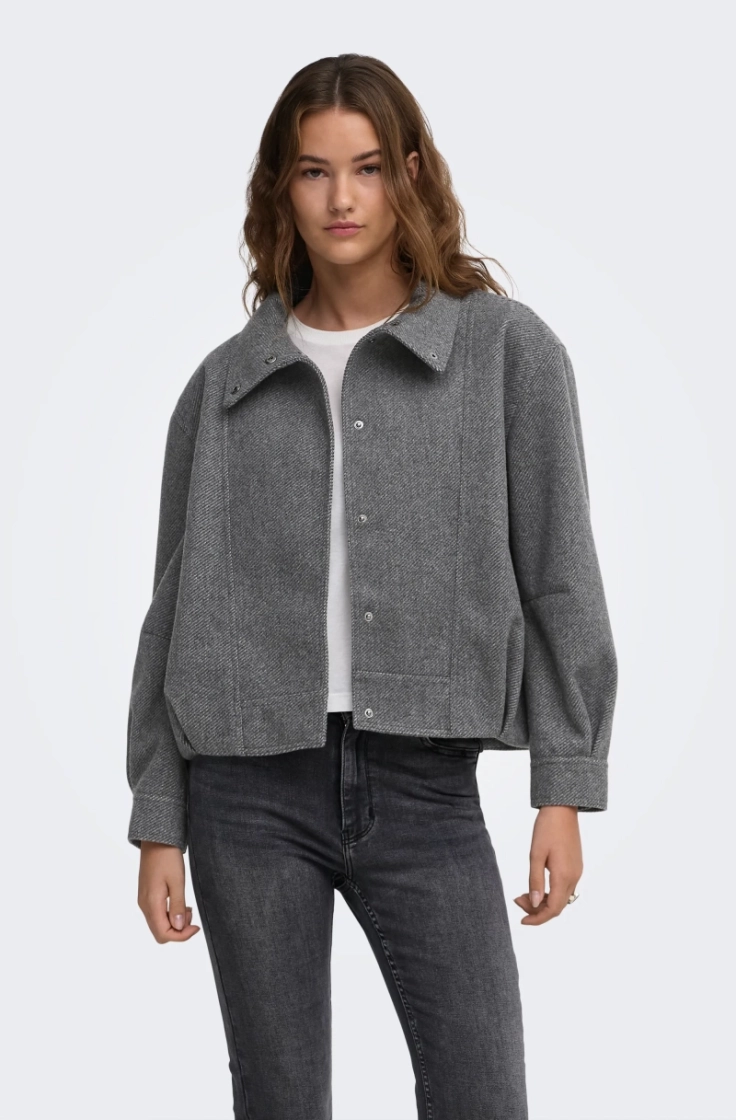 onlasta high collar bomber jac dark grey melan
