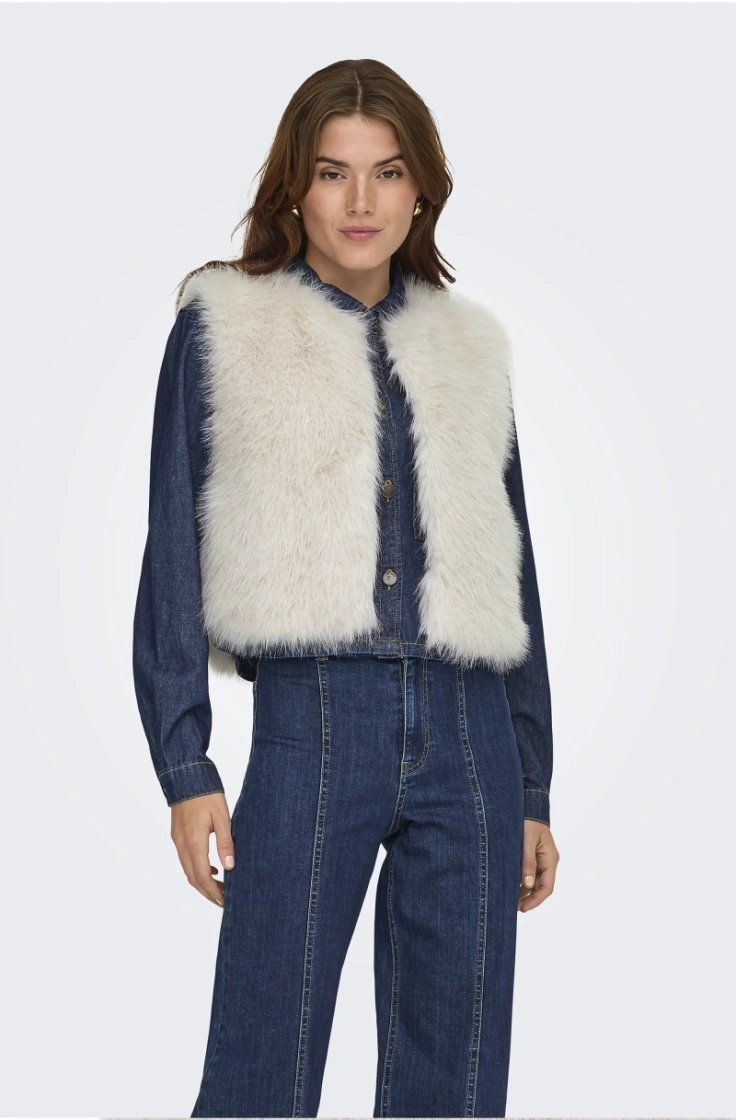 jdyora faux fur waistcoat otw  birch