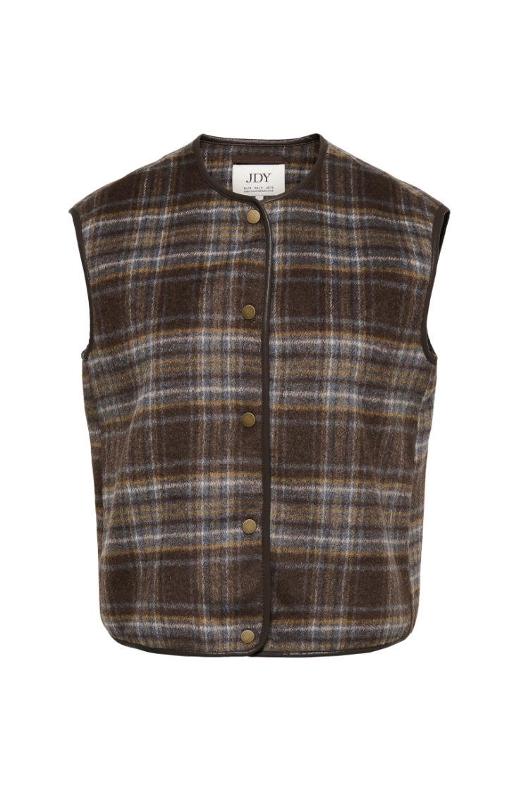 jdyannabel check waistcoat otw chocolate torte