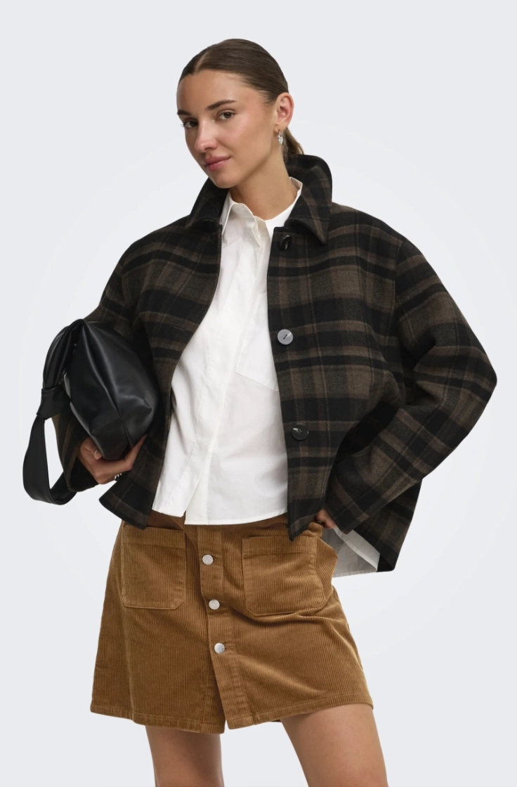 jdyastrid check short jacket o chocolate torte