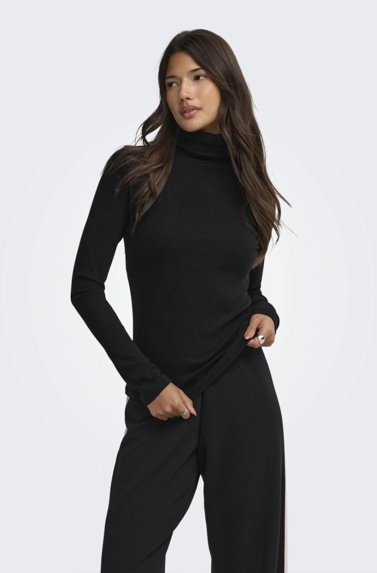 jdyreno ls highneck top jrs di black