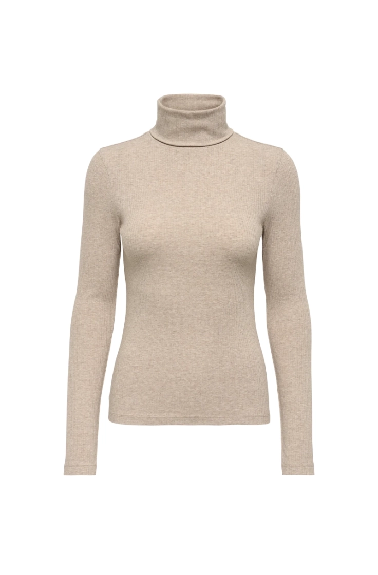 jdyreno ls highneck top jrs di oatmeal melange