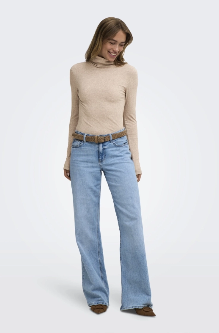 jdyreno ls highneck top jrs di oatmeal melange