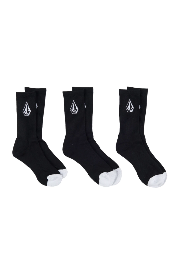 full stone sock 3pk blk black