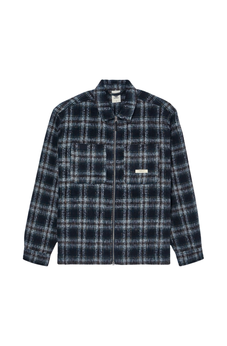fuzzy check zip overshirt krd1 brushed pl