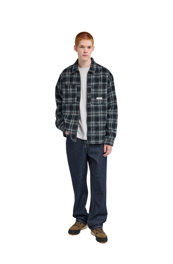 fuzzy check zip overshirt krd1 brushed pl