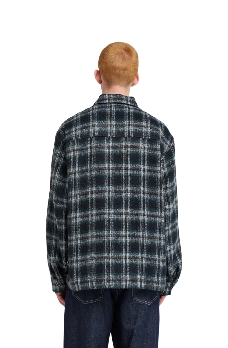 fuzzy check zip overshirt krd1 brushed pl