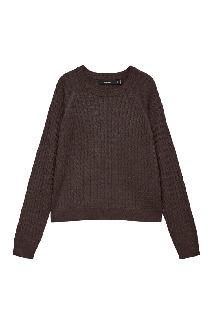 vmnewlex cable ls o-neck ragla chocolate torte
