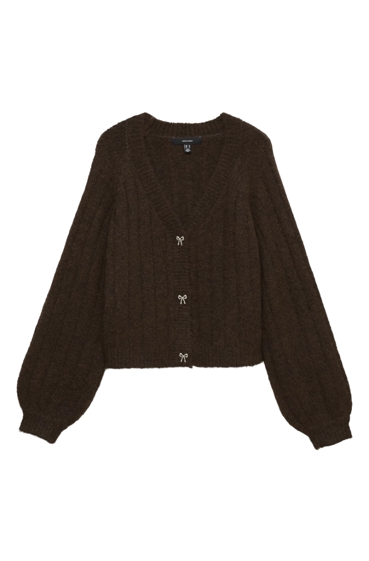 vmsally ls v-neck cardigan chocolate torte