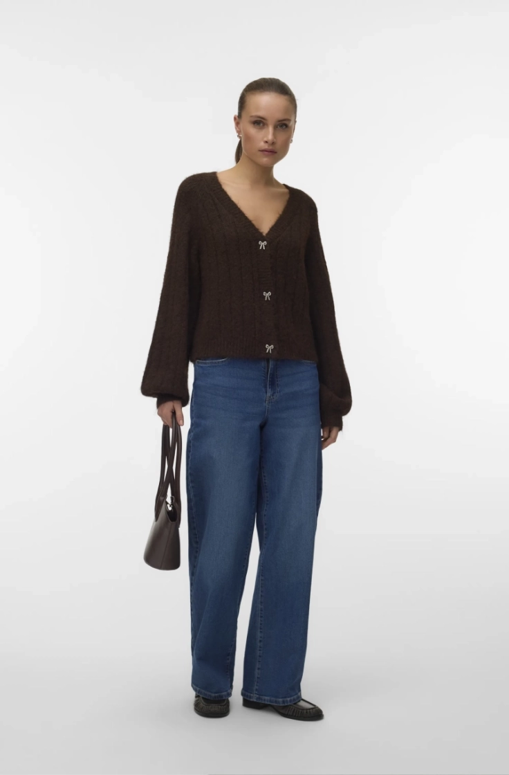 vmsally ls v-neck cardigan chocolate torte