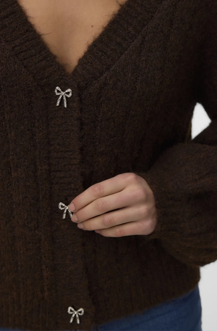 vmsally ls v-neck cardigan chocolate torte