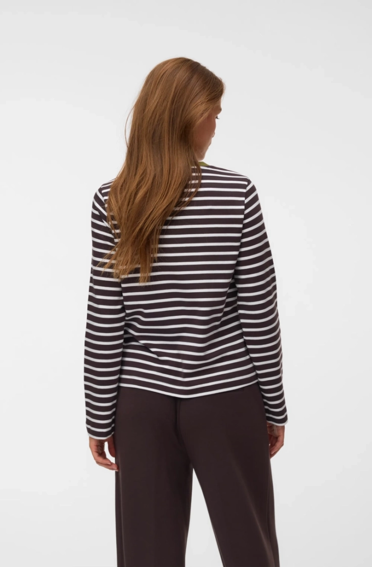 vmbopha ls o-neck contrast top chocolate torte