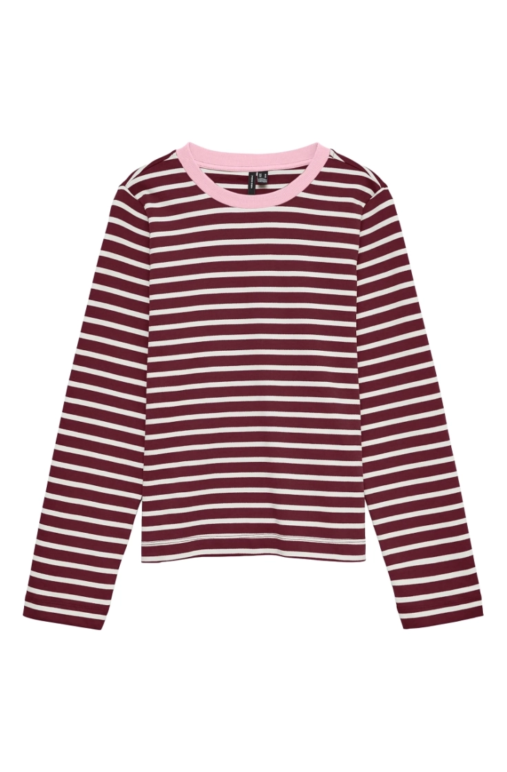 vmbopha ls o-neck contrast top windsor wine st