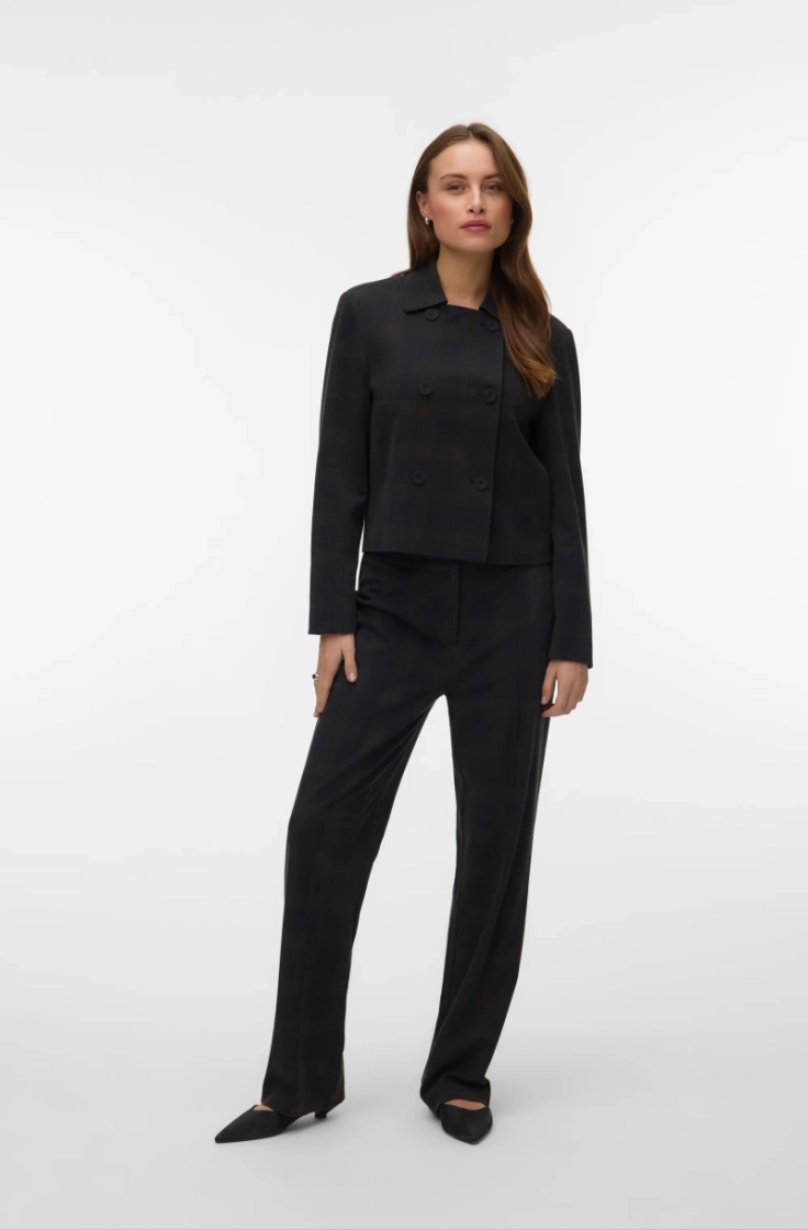 vmmalli hw straight check pant navy blazer cho