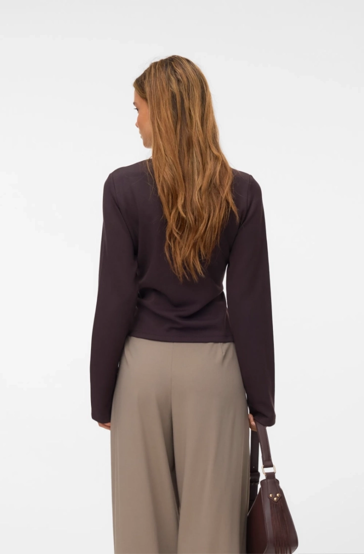 vmmille ls boatneck short top  chocolate tort 