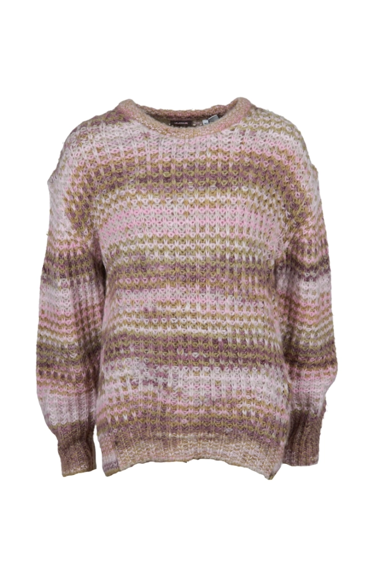 jxsimone space dye crew neck k green moss str.