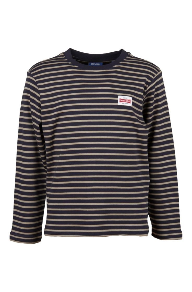 osjdawson reg ls stripe tee dark navy str.l