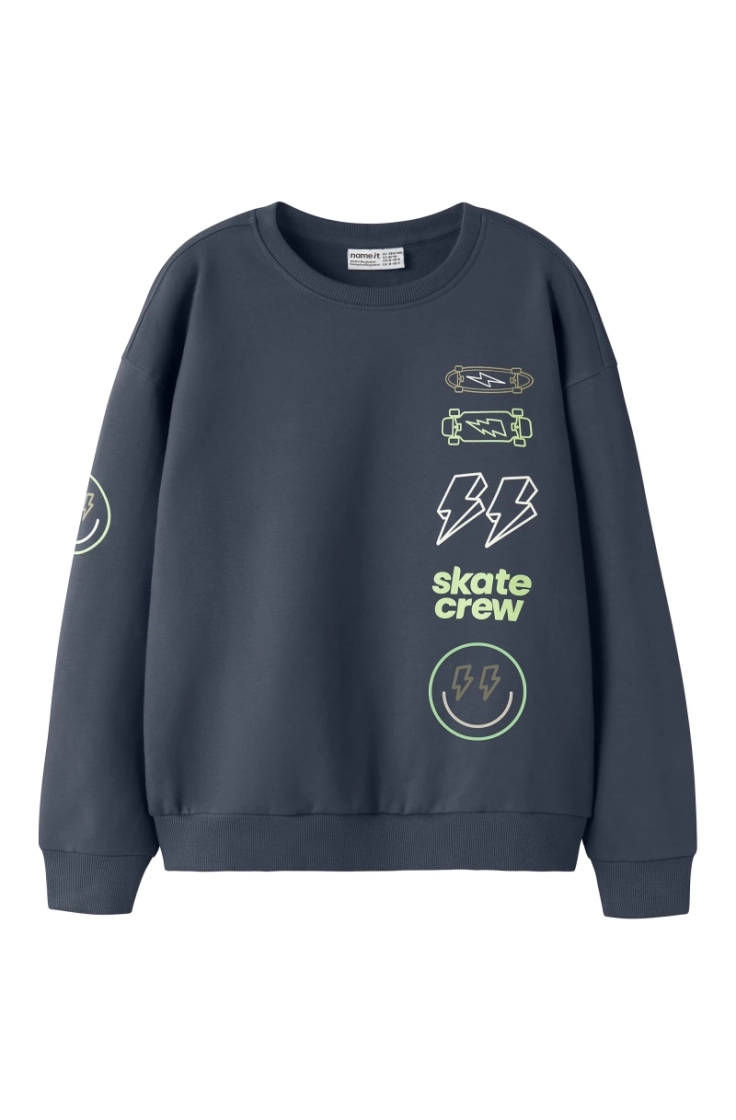 nkmnoble ls rlx sweat bru box ombre blue