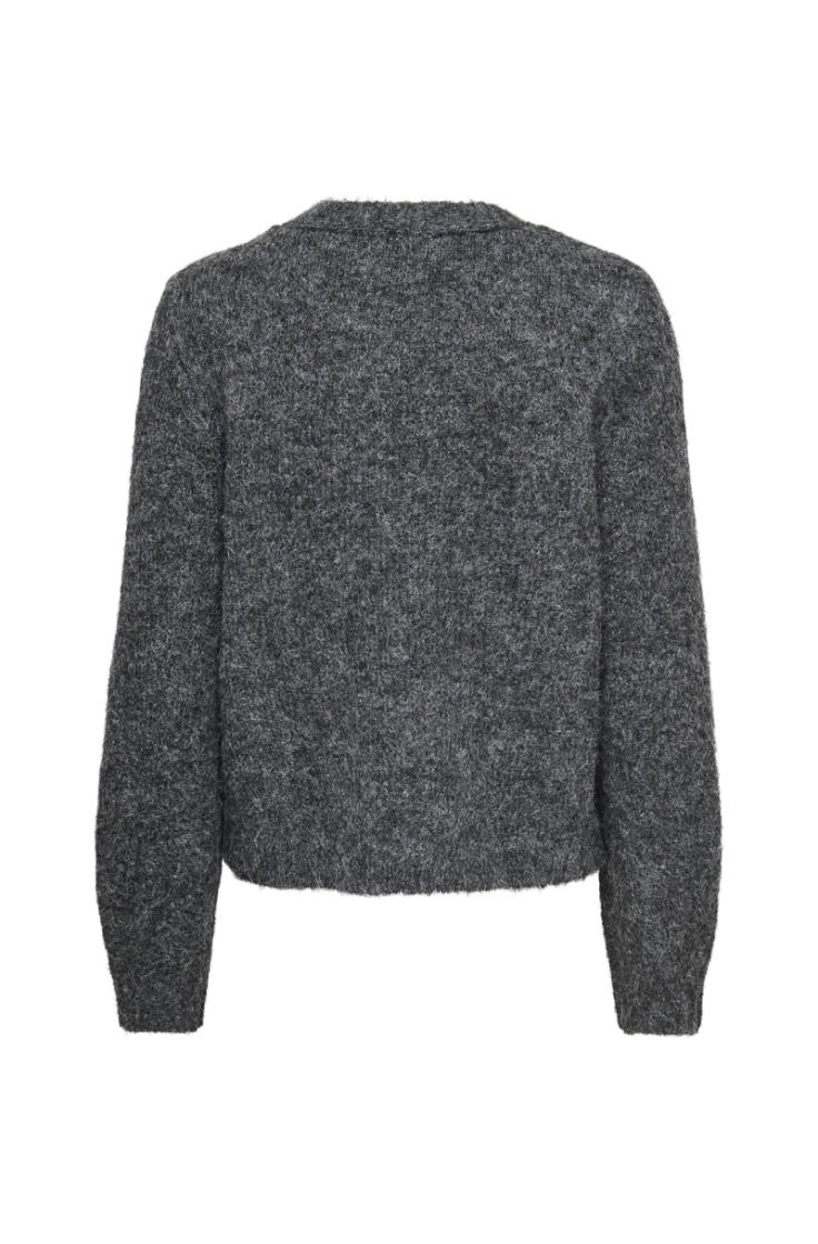 onlzaggie ls button v-neck car dark grey melan