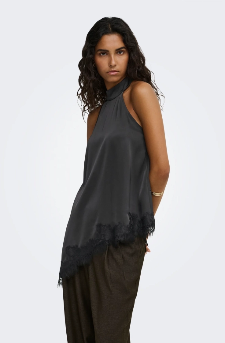 jdydenise halterneck top wvn black