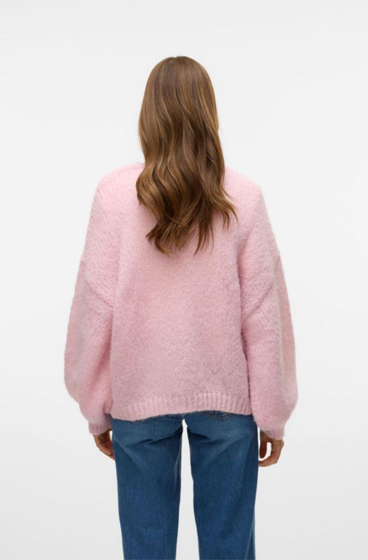 vmmaybe ls open cardigan parfait pink