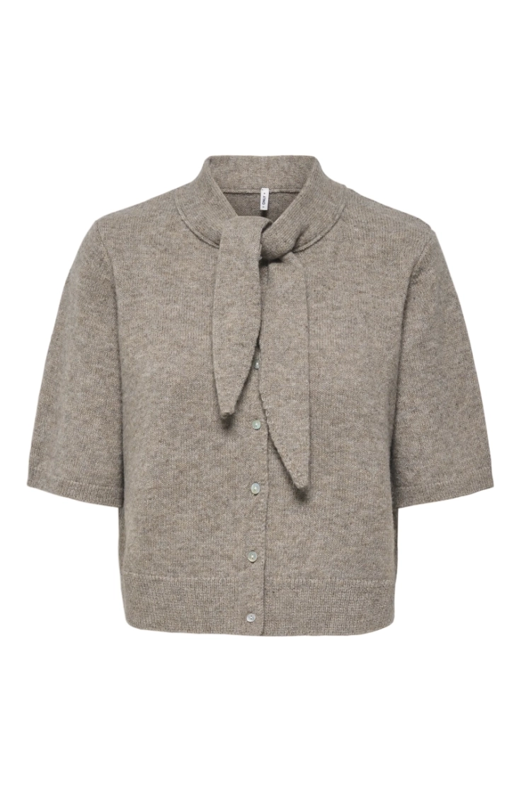 onllana ss scarf detail cardi  taupe gray mel/