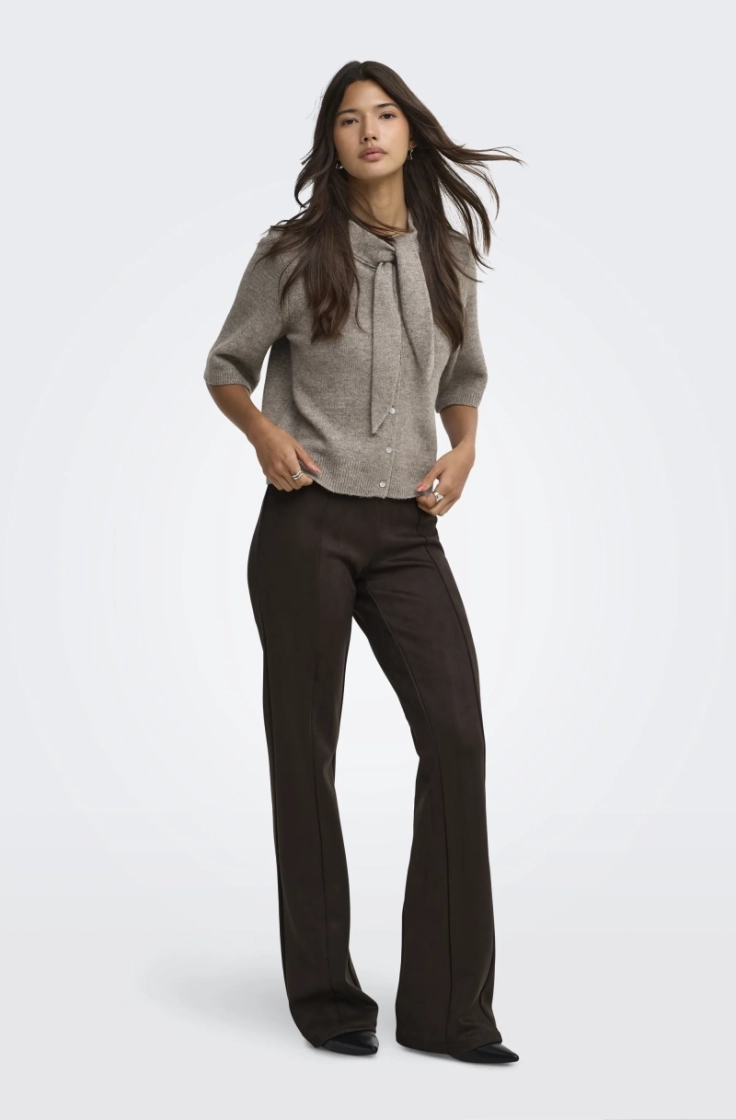 onllana ss scarf detail cardi  taupe gray mel/