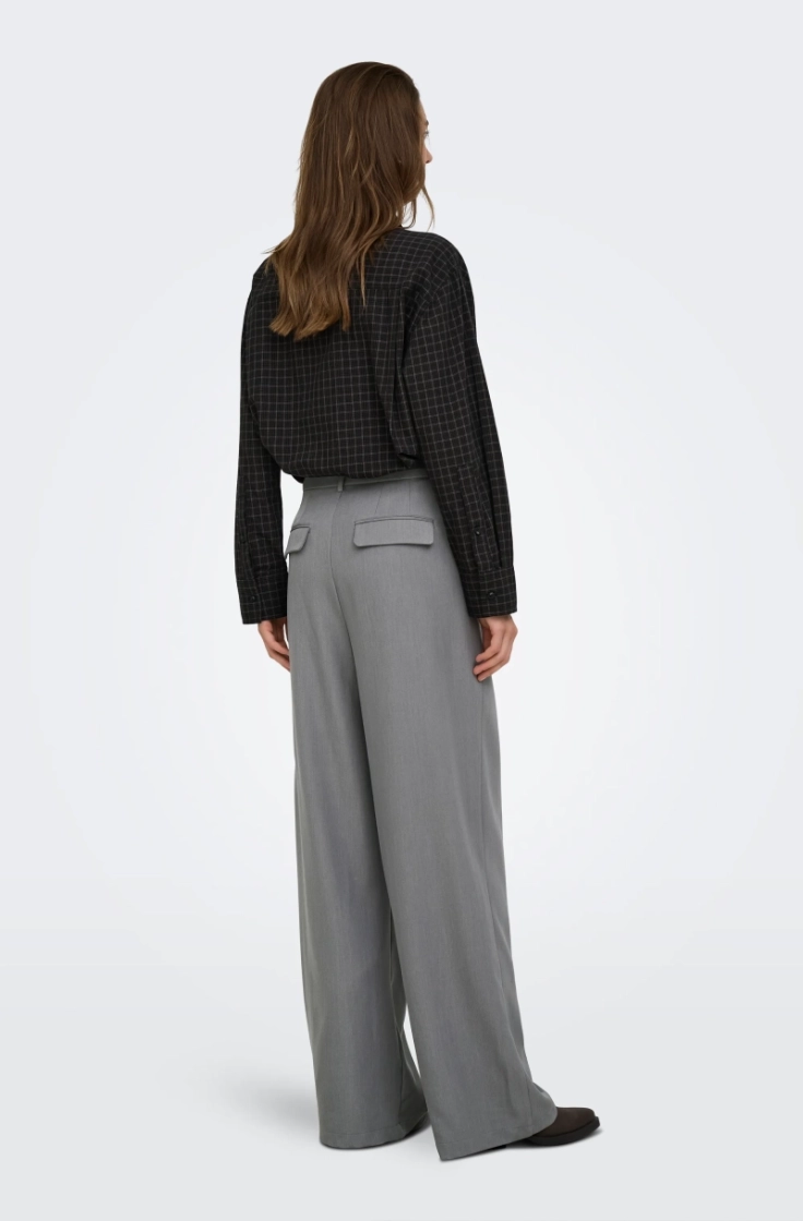 onlmaya check bow shirt wvn black grey