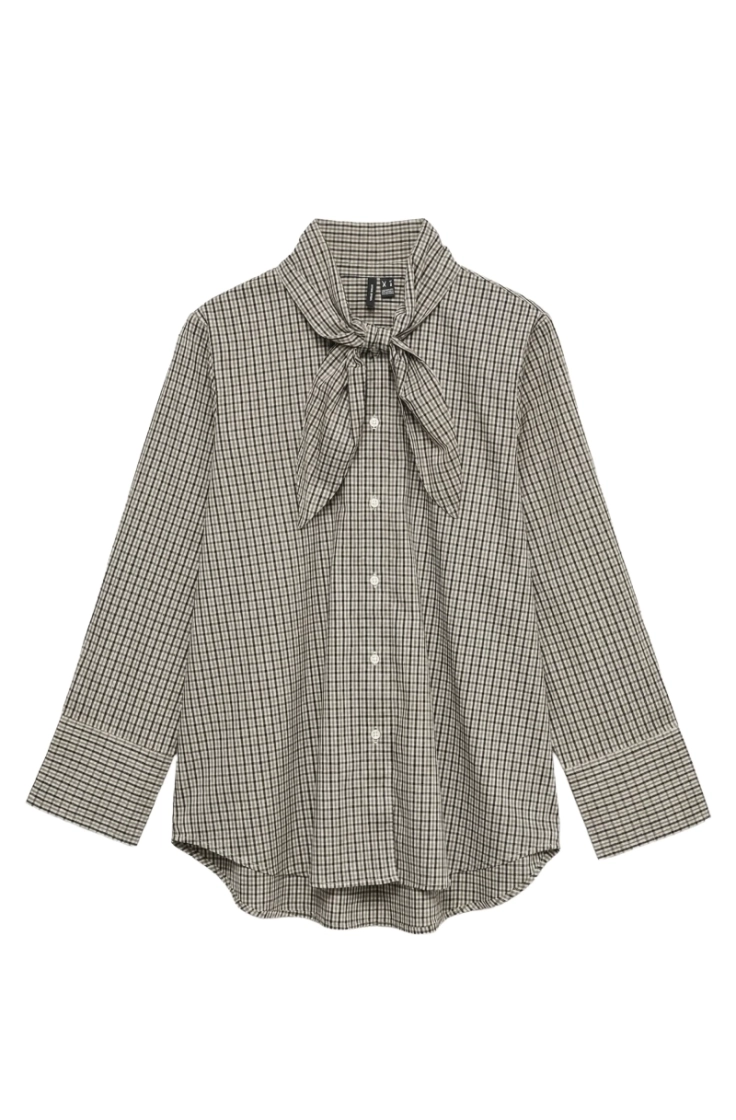 vmsynne ls neck scarf shirt wv oatmeal brown k